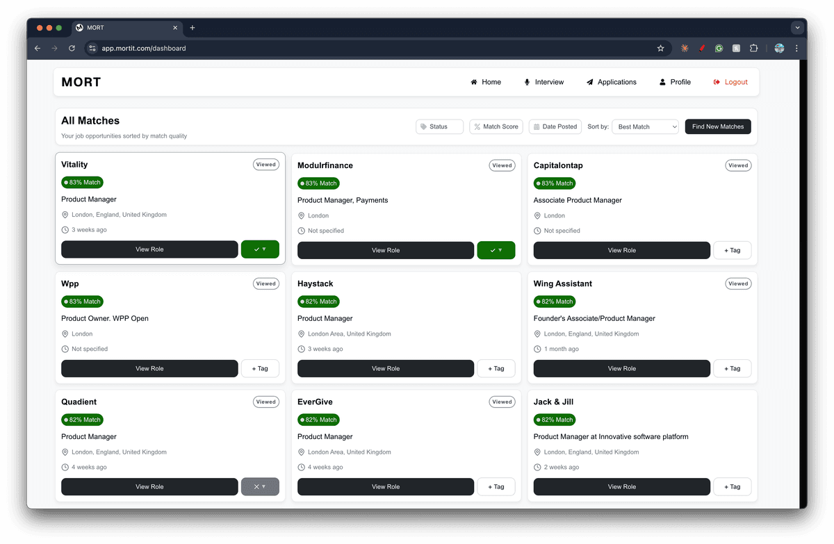 AI Job Matching - Search Every Platform, Score Every Job | MORT